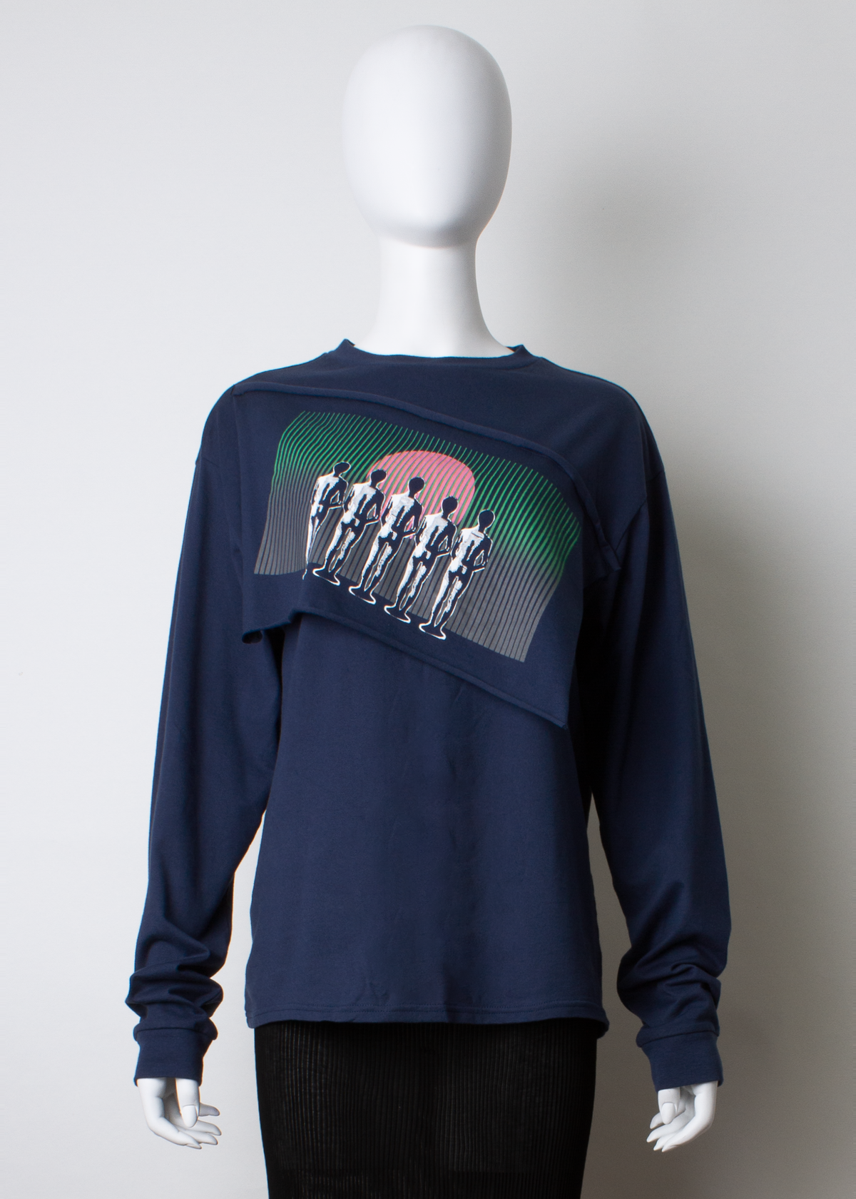 ARCHIVE 30157 - printed cotton tshirt navy