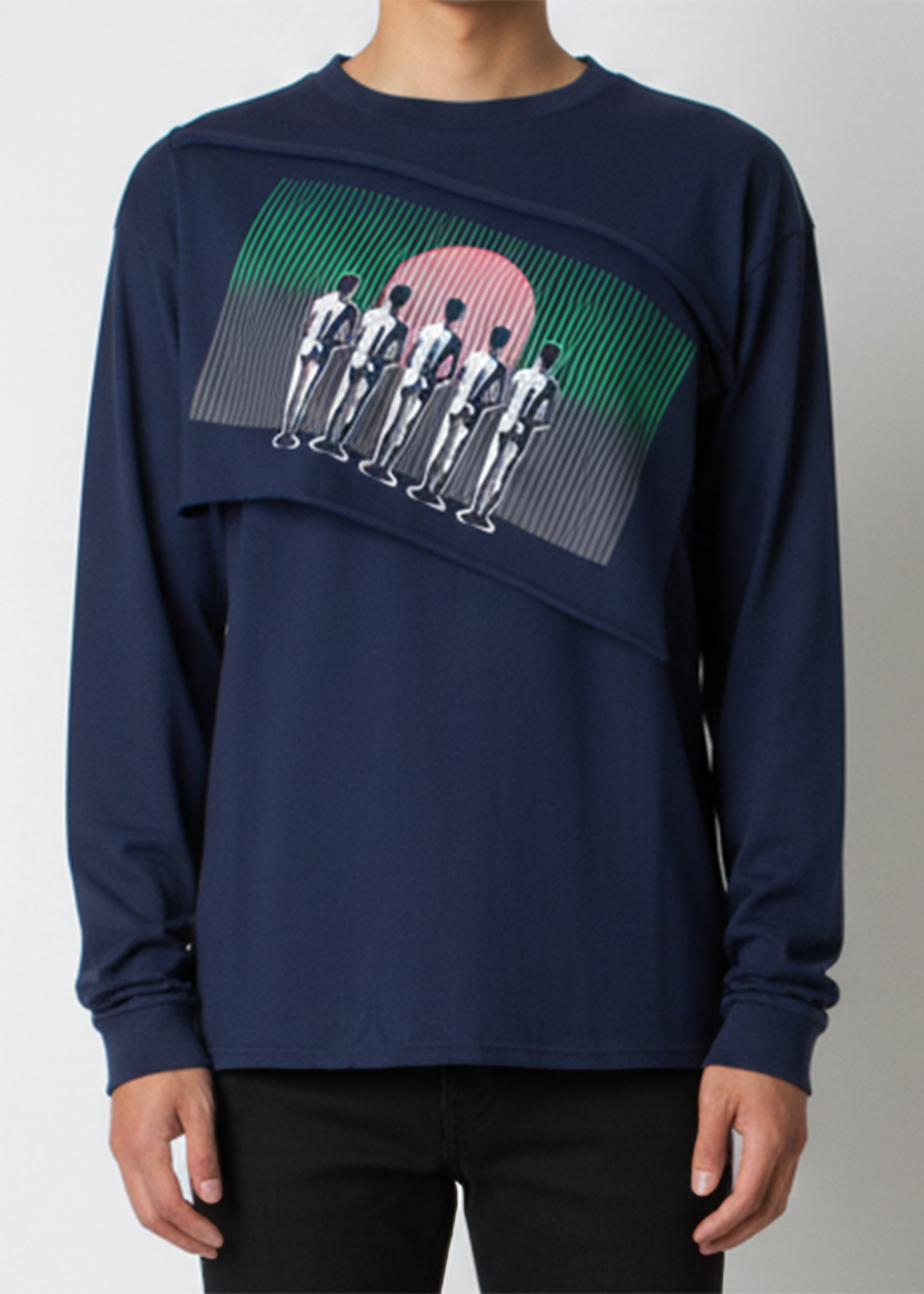 ARCHIVE 30157 - printed cotton tshirt navy