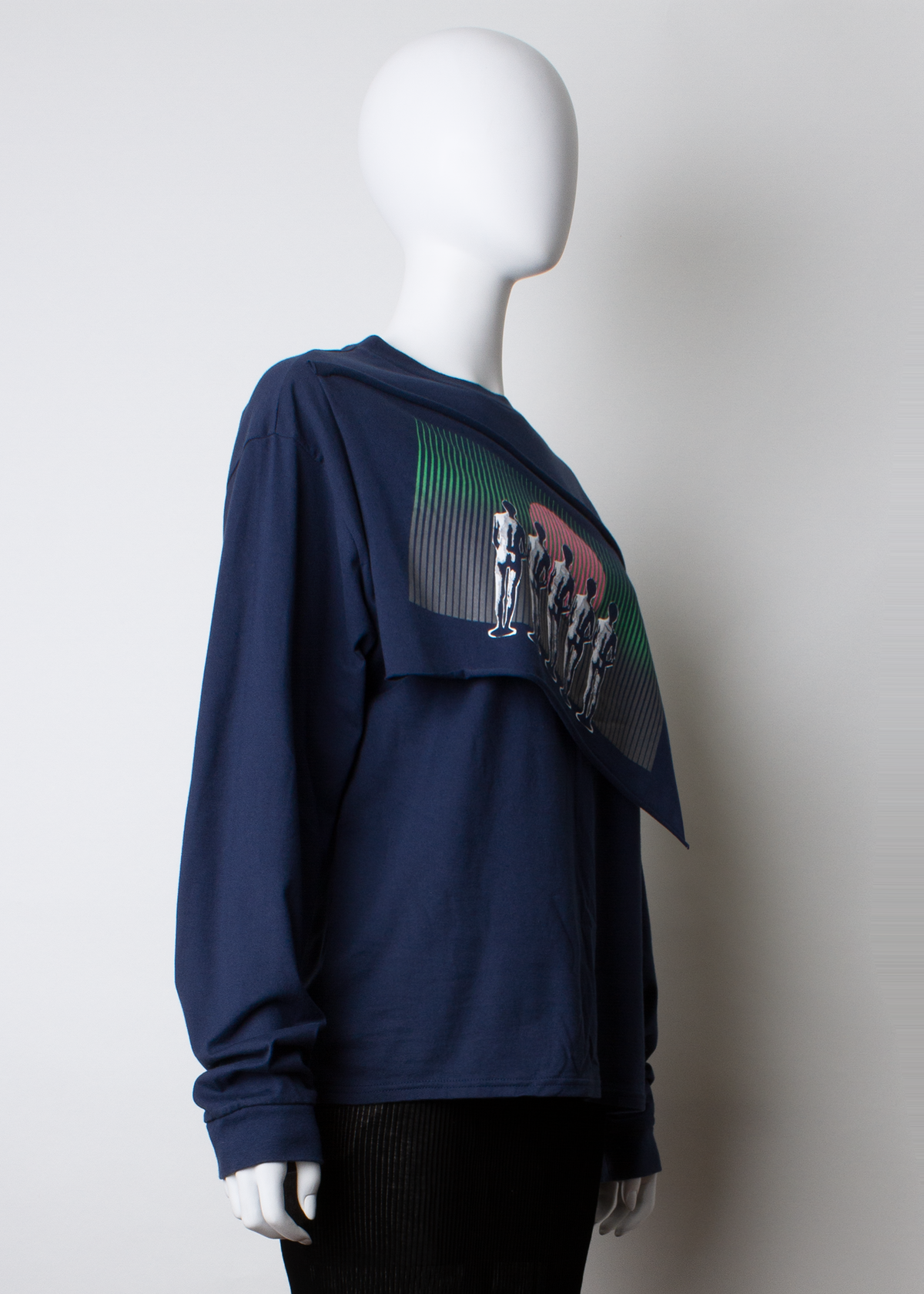 ARCHIVE 30157 - printed cotton tshirt navy