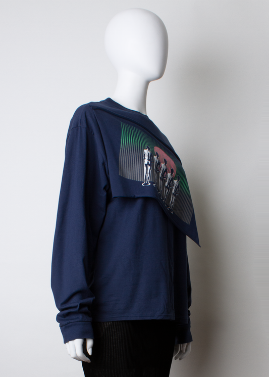 ARCHIVE 30157 - printed cotton tshirt navy