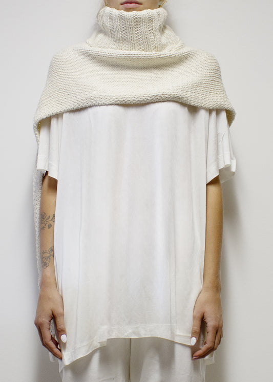 ARCHIVE 40123 - turtleneck scarf raw white