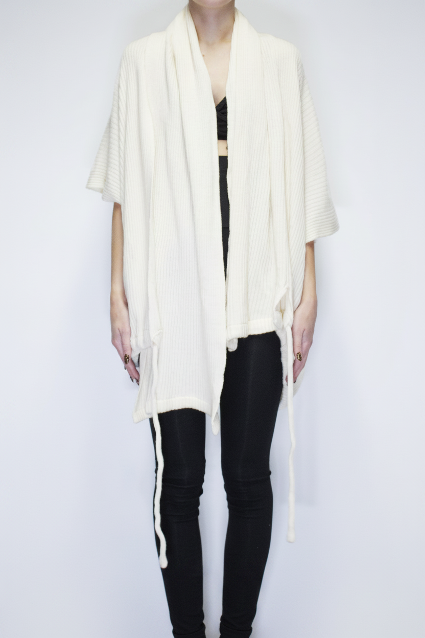 ARCHIVE 40122 - scarf wrap cardigan ivory