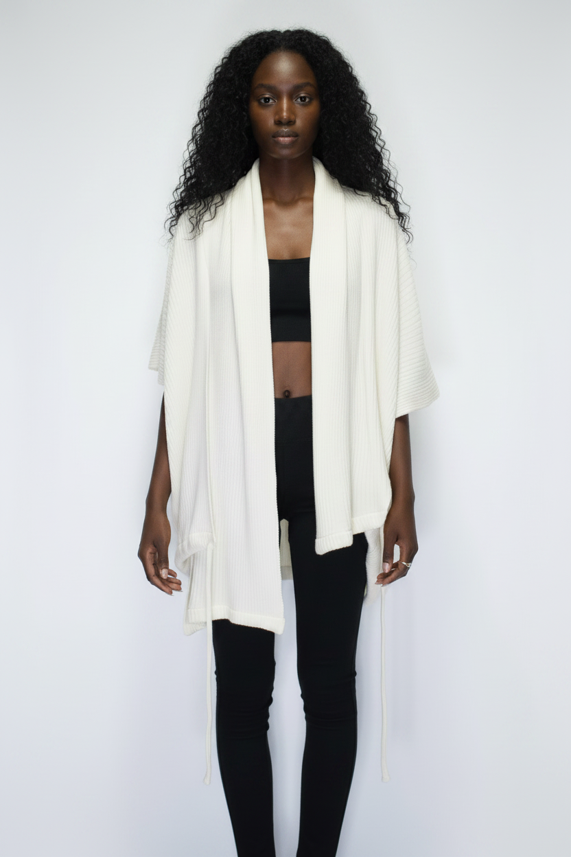 ARCHIVE 40122 - scarf wrap cardigan ivory