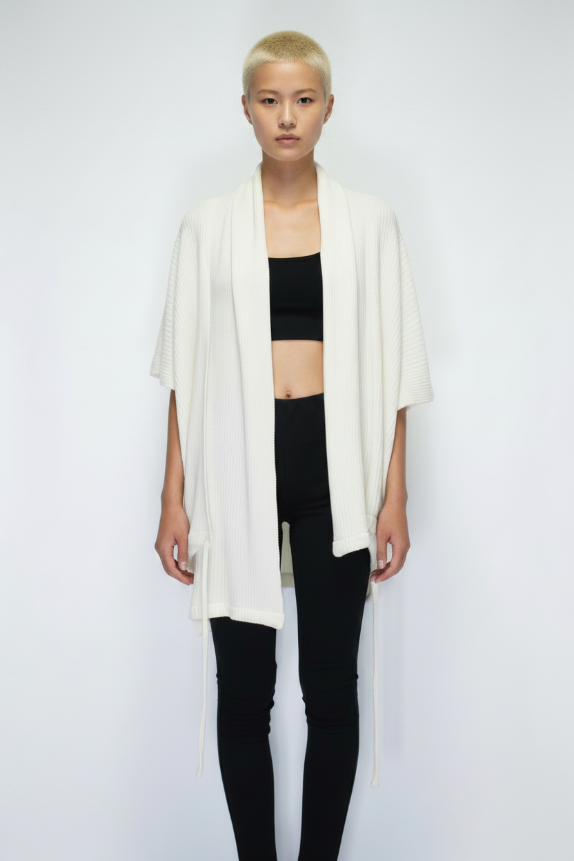 ARCHIVE 40122 - scarf wrap cardigan ivory