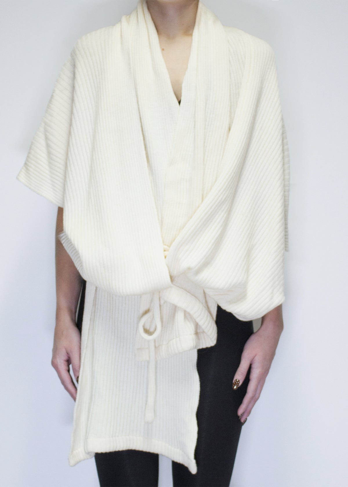 ARCHIVE 40122 - scarf wrap cardigan ivory